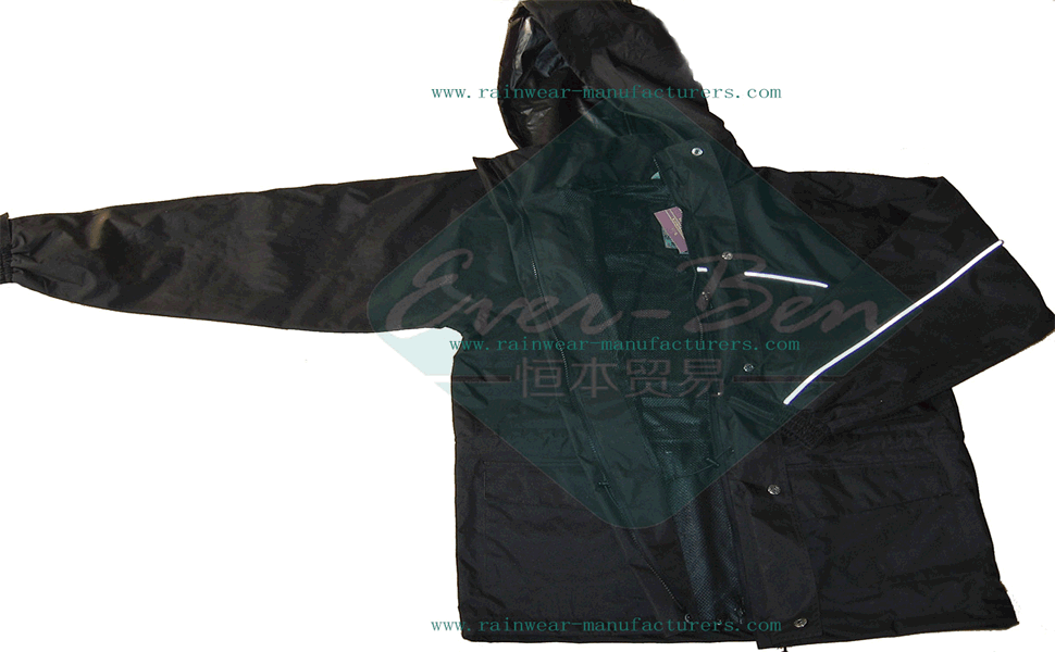 black rain jacket-waterproof breathable cycling jacket-nylon rain jacket